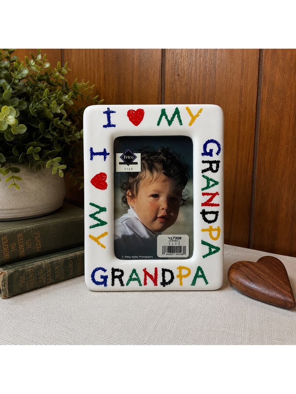 Vintage Fetco “I Love My Grandpa” Ceramic Picture Frame Holds 3.5x5 Photo